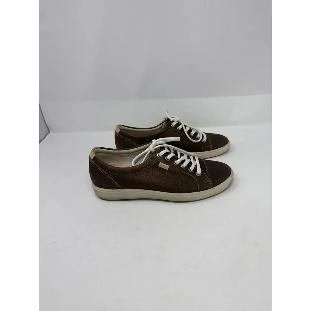 ECCO Leather Sneaker Size 9 Dark Gold Sparkle  (A4)